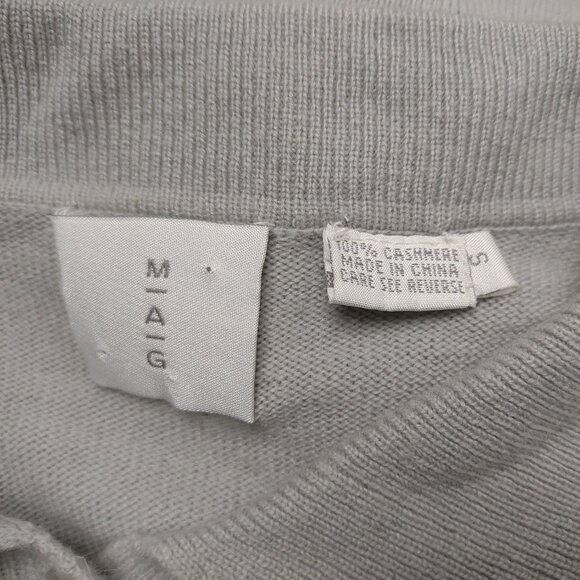 MAG light gray 100% Cashmere short sleeve button front cardigan ladies Small - Picture 7 of 7